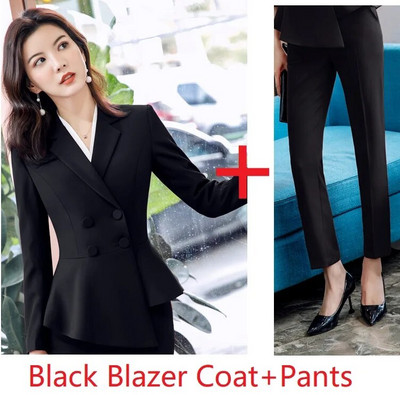 Elegantne kestenjasto crvene formalne uniforme Odijela s jaknama i hlačama Ženska poslovna odijela OL stilovi Ženski sakoi