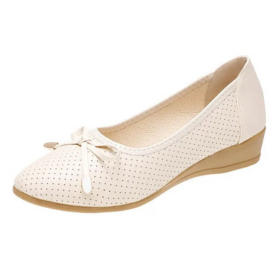 WTEMPO Ženske baletne cipele Ravne izrezane kožne Breathbale Bow Round Head Ženske cipele za čamac Balerinke Ženske cipele Veleprodaja