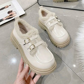 Ženske cipele 2022. Nova modna ležerna ženska sportska obuća Britanska okrugla glava Niska peta Plitka usta Nova zimska vintage kožna