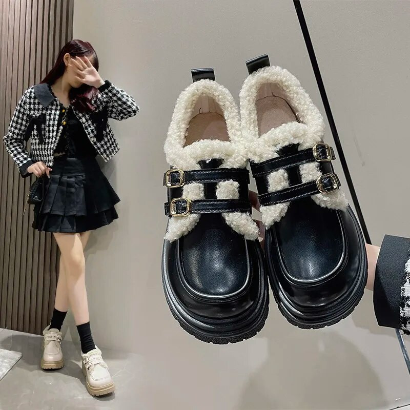 Ženske cipele 2022. Nova modna ležerna ženska sportska obuća Britanska okrugla glava Niska peta Plitka usta Nova zimska vintage kožna