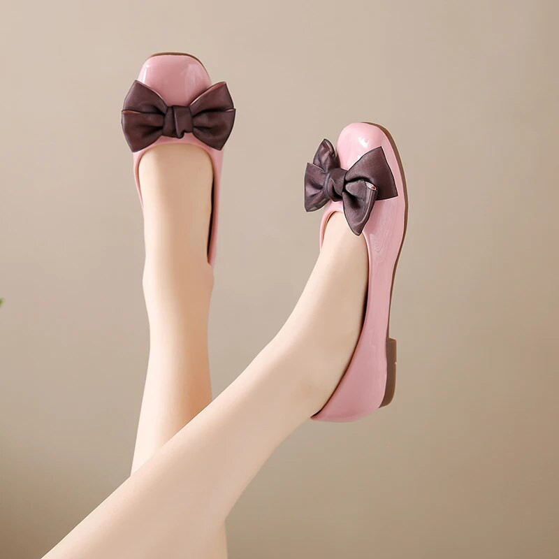 Sweet Bowknot női lapos cipők 2023 új, sekély balettlapos, alkalmi, négyszögletes orrú, egyszemélyes cipők, kényelmes, puha talpú cipők