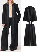 TRAF 2023 Ženski modni patchwork kompleti odijela Ženski uredski blazer sako s urezima Ženski komplet hlača širokih nogavica Proljetna ženska odijela