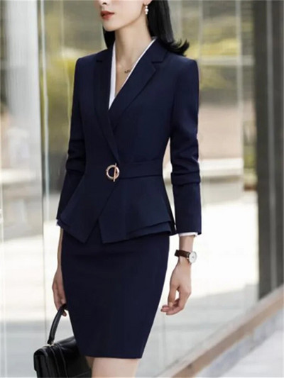 Yitimuceng Jednobojni kompleti od 2 komada Uredska odjeća za žene 2023. Nova moda sakoi s otvorenim ovratnicima Vintage odijela s hlačama visokog struka