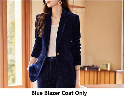 Visokokvalitetna tkanina Baršun Jesen Zima Ženska poslovna radna odjeća Odijela s hlačama Formalni OL stilovi Profesionalni komplet hlača