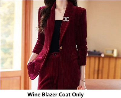 Visokokvalitetna tkanina Baršun Jesen Zima Ženska poslovna radna odjeća Odijela s hlačama Formalni OL stilovi Profesionalni komplet hlača