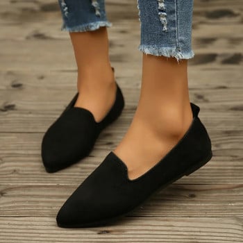 2023 г. Нови есенни дамски обувки с равни пръсти, приплъзващи се едноцветни големи размери Ежедневни обувки за ходене Zapatos De Mujer Плюс размер 43