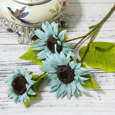 50cm hosszú őszi selyem műnapraforgó barkács virág ág otthoni esküvőre őszi dekoráció hamis műanyag szárú napraforgó