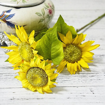 50cm hosszú őszi selyem műnapraforgó barkács virág ág otthoni esküvőre őszi dekoráció hamis műanyag szárú napraforgó