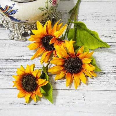 50cm hosszú őszi selyem műnapraforgó barkács virág ág otthoni esküvőre őszi dekoráció hamis műanyag szárú napraforgó