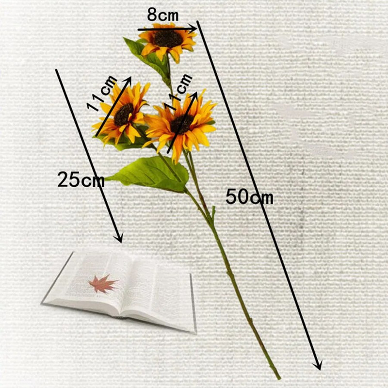 50cm hosszú őszi selyem műnapraforgó barkács virág ág otthoni esküvőre őszi dekoráció hamis műanyag szárú napraforgó
