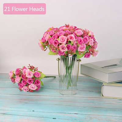 Umjetno cvijeće Svilena ruža 21 glava/buket Gypsophila DIY Dekoracija obiteljskog vjenčanja Hotelska trgovina Stol za blagovanje Aranžman scene