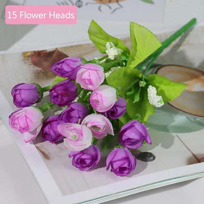 Umjetno cvijeće Svilena ruža 21 glava/buket Gypsophila DIY Dekoracija obiteljskog vjenčanja Hotelska trgovina Stol za blagovanje Aranžman scene