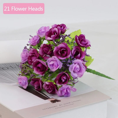 Umjetno cvijeće Svilena ruža 21 glava/buket Gypsophila DIY Dekoracija obiteljskog vjenčanja Hotelska trgovina Stol za blagovanje Aranžman scene