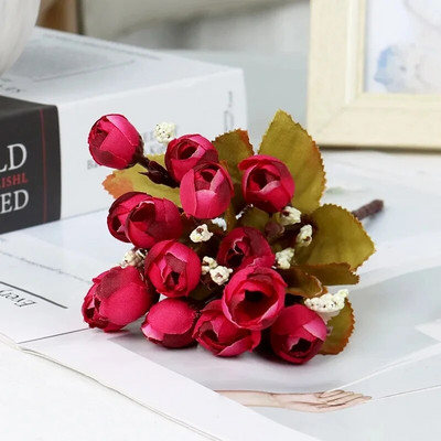 Umjetno cvijeće Svilena ruža 21 glava/buket Gypsophila DIY Dekoracija obiteljskog vjenčanja Hotelska trgovina Stol za blagovanje Aranžman scene