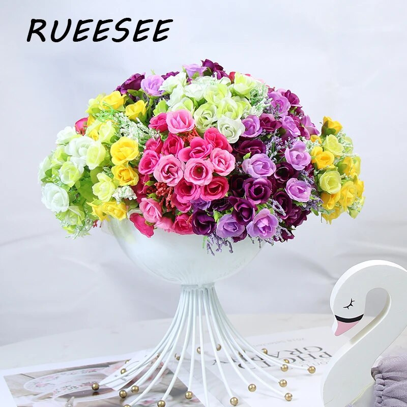 Umjetno cvijeće Svilena ruža 21 glava/buket Gypsophila DIY Dekoracija obiteljskog vjenčanja Hotelska trgovina Stol za blagovanje Aranžman scene