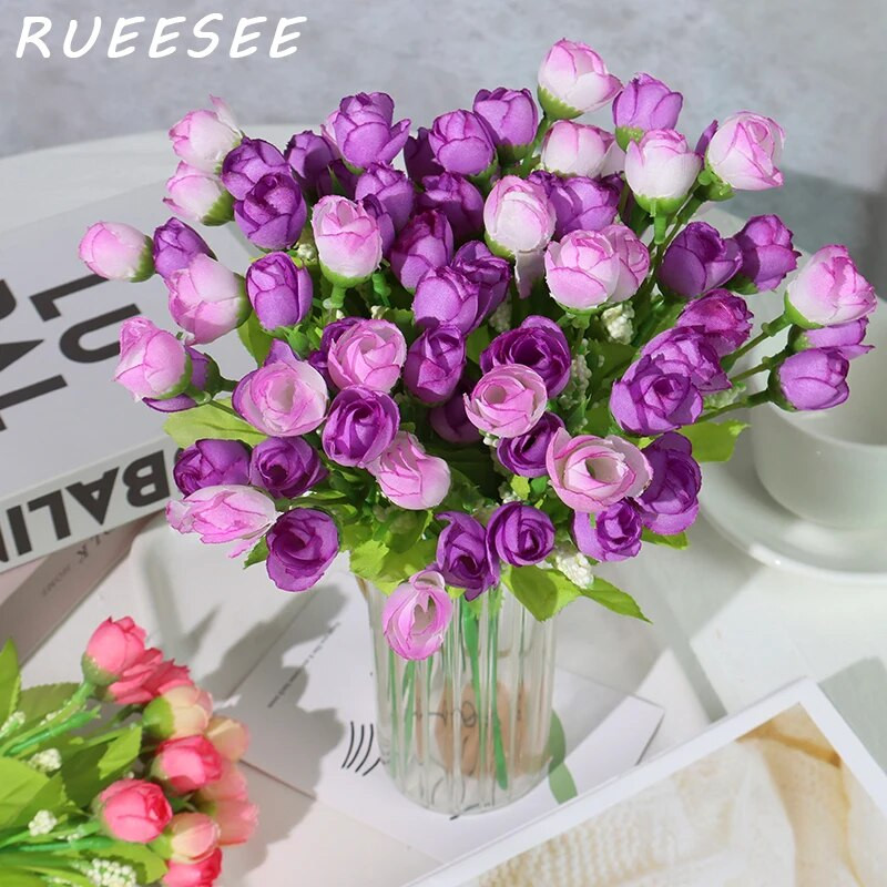 Umjetno cvijeće Svilena ruža 21 glava/buket Gypsophila DIY Dekoracija obiteljskog vjenčanja Hotelska trgovina Stol za blagovanje Aranžman scene