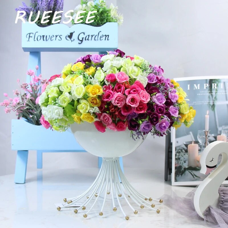 Umjetno cvijeće Svilena ruža 21 glava/buket Gypsophila DIY Dekoracija obiteljskog vjenčanja Hotelska trgovina Stol za blagovanje Aranžman scene