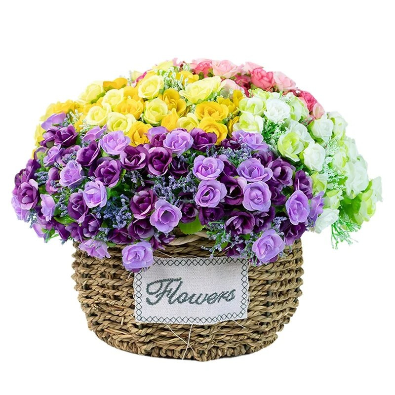 Umjetno cvijeće Svilena ruža 21 glava/buket Gypsophila DIY Dekoracija obiteljskog vjenčanja Hotelska trgovina Stol za blagovanje Aranžman scene