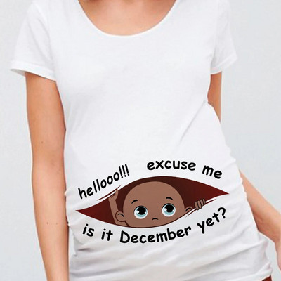 Atvainojiet, vai ir janvāris, tomēr 12 mēneši, vasaras grūtniecība, grūtniecība, T krekls, sieviešu t-krekls, melns bērnu apdruka grūtniecēm