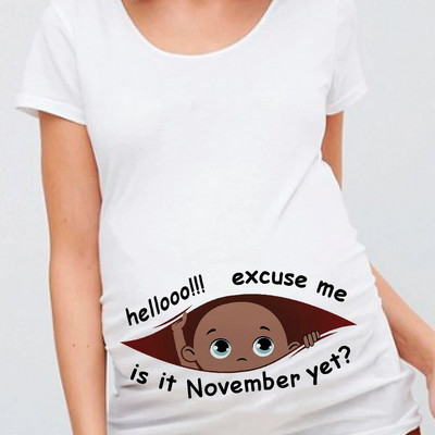 Atvainojiet, vai ir janvāris, tomēr 12 mēneši, vasaras grūtniecība, grūtniecība, T krekls, sieviešu t-krekls, melns bērnu apdruka grūtniecēm