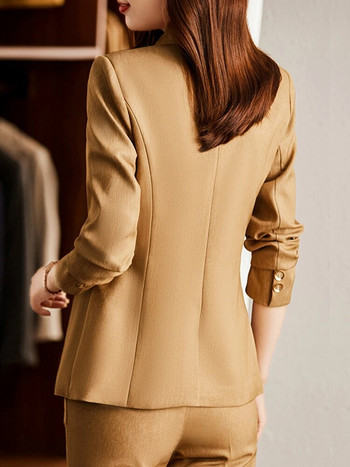 Circyy Slim Two Piece Σετ Γυναικεία Κοστούμια 2023 Νέα Κοστούμια με ένα κουμπί Σετ γραφείου Μπλέιζερ παλτό + ψηλόμεσες μονόχρωμες φόρμες