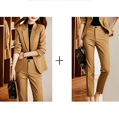 Circyy Slim kétrészes szettek női ruhák 2023 új egygombos öltönyök irodai szettek blézerkabátok + magas derekú tömör nadrágkosztümök