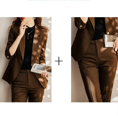 Circyy Slim kétrészes szettek női ruhák 2023 új egygombos öltönyök irodai szettek blézerkabátok + magas derekú tömör nadrágkosztümök