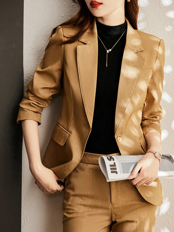 Circyy Slim kétrészes szettek női ruhák 2023 új egygombos öltönyök irodai szettek blézerkabátok + magas derekú tömör nadrágkosztümök