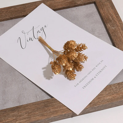 1 hrpa/10 komada zlatno malo božićno umjetno svileno cvijeće od šišarki za vjenčanu dekoraciju DIY vijenac za spomenare