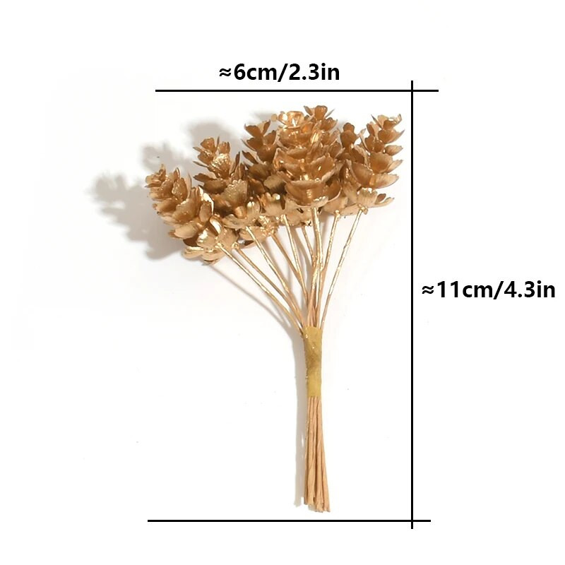 1 hrpa/10 komada zlatno malo božićno umjetno svileno cvijeće od šišarki za vjenčanu dekoraciju DIY vijenac za spomenare