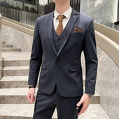 Boutique (Blazer + prsluk + hlače) Muška moda Poslovno ležerni talijanski stil Uski vjenčani džentlmenski prugasti trendovski set od 3 dijela