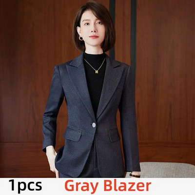 Elegantni ženski blejzer odijelo Jesen 2023. Plavi kaki sivi karirani modni kompleti od 2 komada Svečana radna odjeća za uredske dame Poslovna odijela