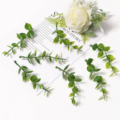 30kom Dekoracija vijenca od umjetnog lišća Lažne biljke za kućnu dekoraciju vjenčanja DIY Buket Rukotvorine Cvijeće Vijenac Pribor za darove