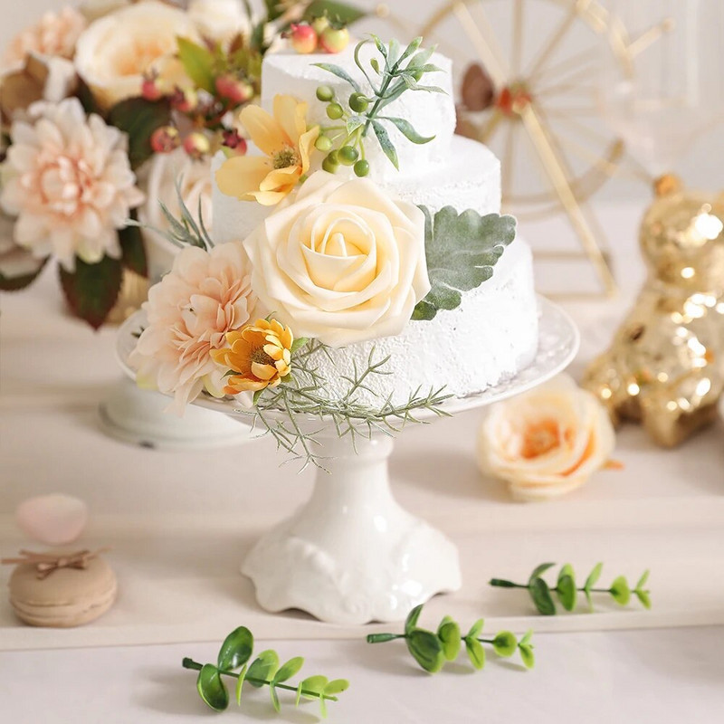 30kom Dekoracija vijenca od umjetnog lišća Lažne biljke za kućnu dekoraciju vjenčanja DIY Buket Rukotvorine Cvijeće Vijenac Pribor za darove