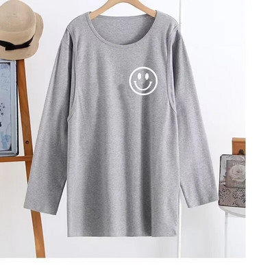 Jesenska majica dugih rukava za dojilje Modna majica s printom slova za trudnice Pamuk Odjeća za dojenje Žene nakon poroda Majice za dojenje