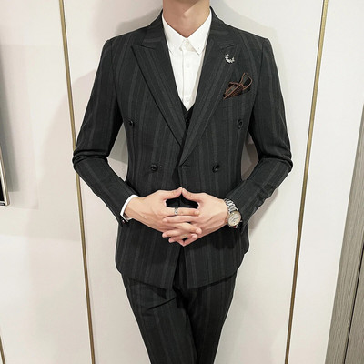 Butiik (bleiser + vest + püksid) meeste ülikond kaherealine elegantne äriline itaalia stiilis pidulik kleit Härrasmehe 3-osaline komplekt