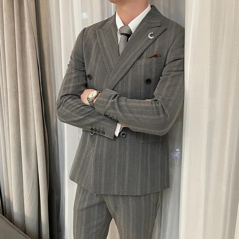 Butiik (bleiser + vest + püksid) meeste ülikond kaherealine elegantne äriline itaalia stiilis pidulik kleit Härrasmehe 3-osaline komplekt
