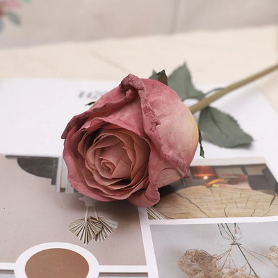 2PC Jesenski luksuzni umjetni cvijet Ružina grana 57 cm Spaljeni rub Svileni umjetni cvijet Kućni vrtni stol DIY Dekoracija vjenčanja