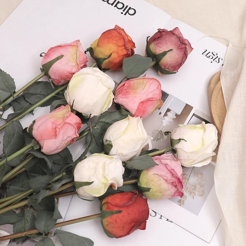 2PC Jesenski luksuzni umjetni cvijet Ružina grana 57 cm Spaljeni rub Svileni umjetni cvijet Kućni vrtni stol DIY Dekoracija vjenčanja