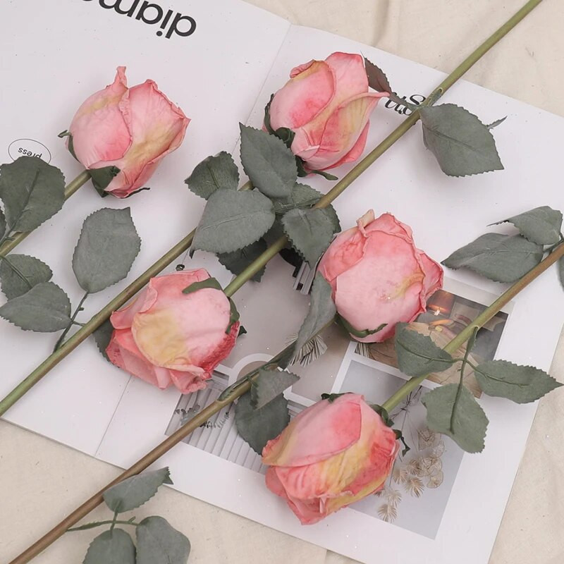 2PC Jesenski luksuzni umjetni cvijet Ružina grana 57 cm Spaljeni rub Svileni umjetni cvijet Kućni vrtni stol DIY Dekoracija vjenčanja