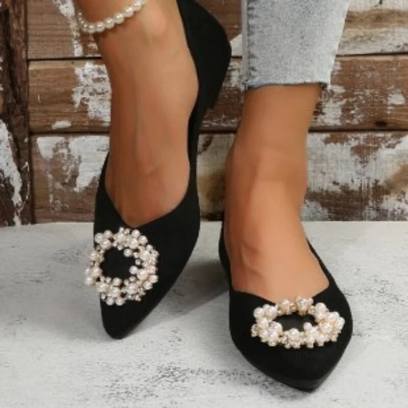 Női lapos cipő egyszemélyes cipő 2023 Új divat, egyszínű velúr hegyes orrú irodai női alkalmi cipők Női Zapatillas Mujer