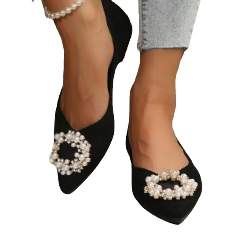 Női lapos cipő egyszemélyes cipő 2023 Új divat, egyszínű velúr hegyes orrú irodai női alkalmi cipők Női Zapatillas Mujer