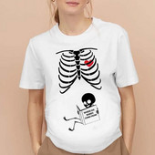 Smiješna odjeća za trudnice u obliku kostura, majica s printom kratkih rukava, odjeća za trudnice, majica s izbočinama iz crtića, gornji dio