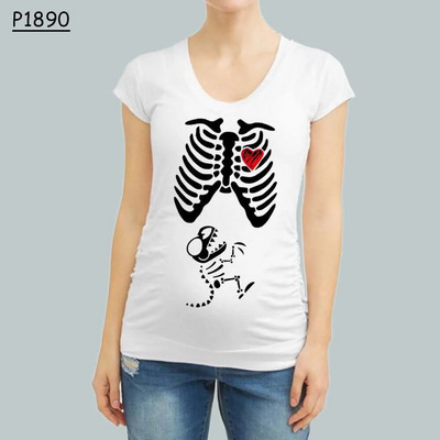 Smiješna odjeća za trudnice u obliku kostura, majica s printom kratkih rukava, odjeća za trudnice, majica s izbočinama iz crtića, gornji dio