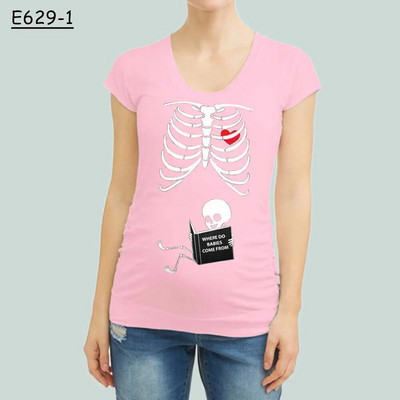 Smiješna odjeća za trudnice u obliku kostura, majica s printom kratkih rukava, odjeća za trudnice, majica s izbočinama iz crtića, gornji dio