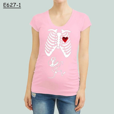 Smiješna odjeća za trudnice u obliku kostura, majica s printom kratkih rukava, odjeća za trudnice, majica s izbočinama iz crtića, gornji dio