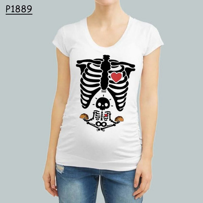 Smiješna odjeća za trudnice u obliku kostura, majica s printom kratkih rukava, odjeća za trudnice, majica s izbočinama iz crtića, gornji dio