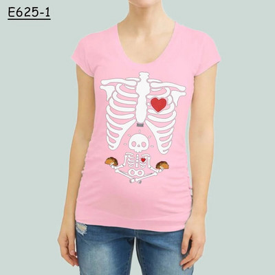 Smiješna odjeća za trudnice u obliku kostura, majica s printom kratkih rukava, odjeća za trudnice, majica s izbočinama iz crtića, gornji dio