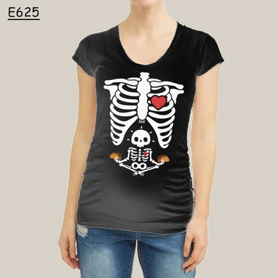 Smiješna odjeća za trudnice u obliku kostura, majica s printom kratkih rukava, odjeća za trudnice, majica s izbočinama iz crtića, gornji dio
