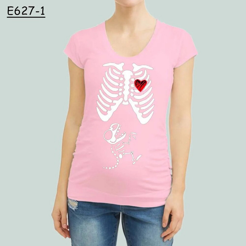 Smiješna odjeća za trudnice u obliku kostura, majica s printom kratkih rukava, odjeća za trudnice, majica s izbočinama iz crtića, gornji dio